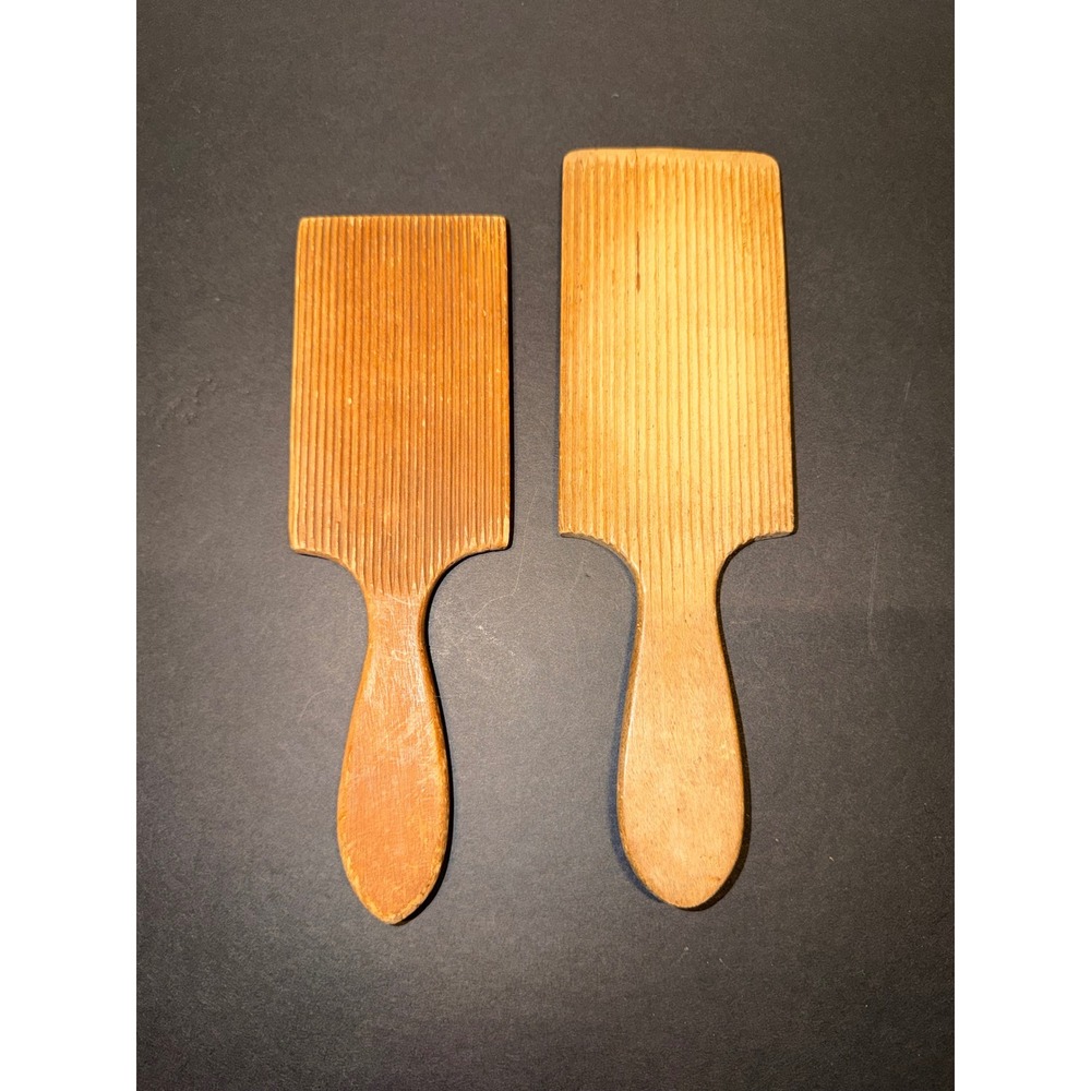 Vintage Wooden‎ Butter Hands Paddles Ribbed Gnocchi Boards Primitive Kitchen